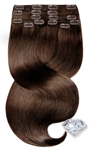 Clip-in extensions Diamond Line chestnut dark brown