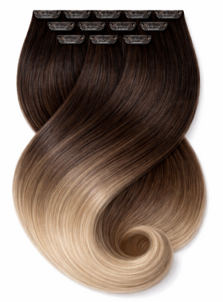 CLIP-IN EXTENSIONS SOMBRE BALAYAGE Chocolate Roast Brown & Honey Blonde Fashion Line