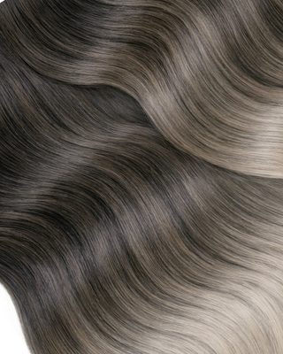 CLIP-IN EXTENSIONS LUXURY  OMBRÉ BALAYAGE Jet Black & Metallic Silver Blonde